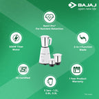 Bajaj 500 Watt GX-1 Mixer Grinder with 3 Jars- white