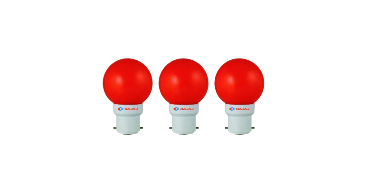 Bajaj Base B22 0.5-Watt Ping Pong Led Bulb (Red and Pack of 3)