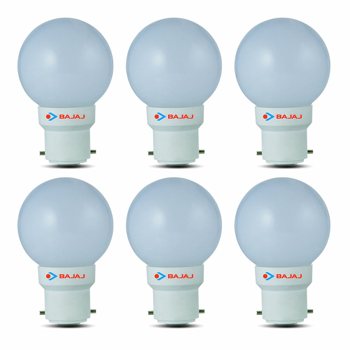 Bajaj Base B22 0.5-Watt Ping Pong Led Bulb (White and Pack of 6)