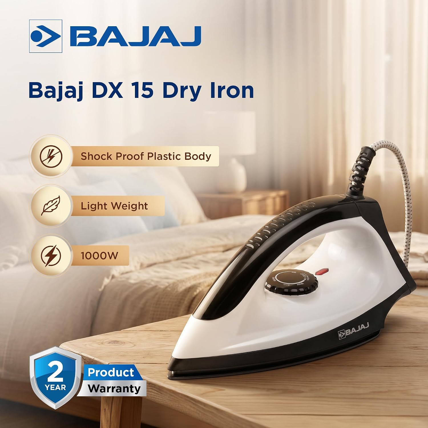Bajaj Dry Iron DX 15 1000 Watts