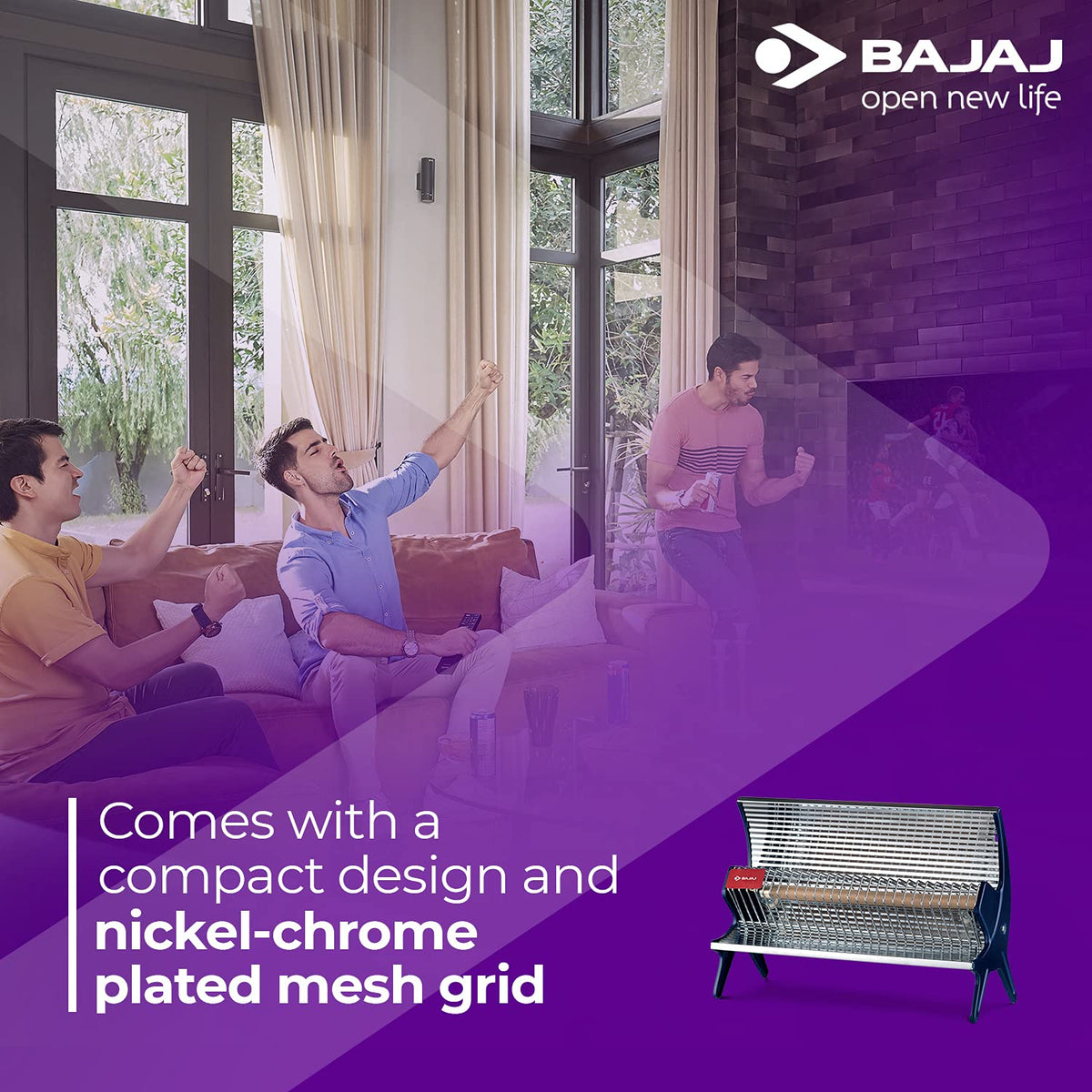 Bajaj Flashy 1000 Watts Radiant Room Heater (Steel)