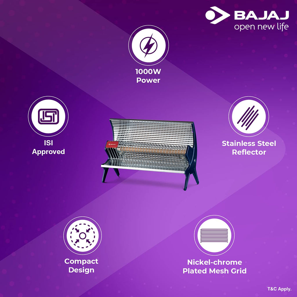 Bajaj Flashy 1000 Watts Radiant Room Heater (Steel)