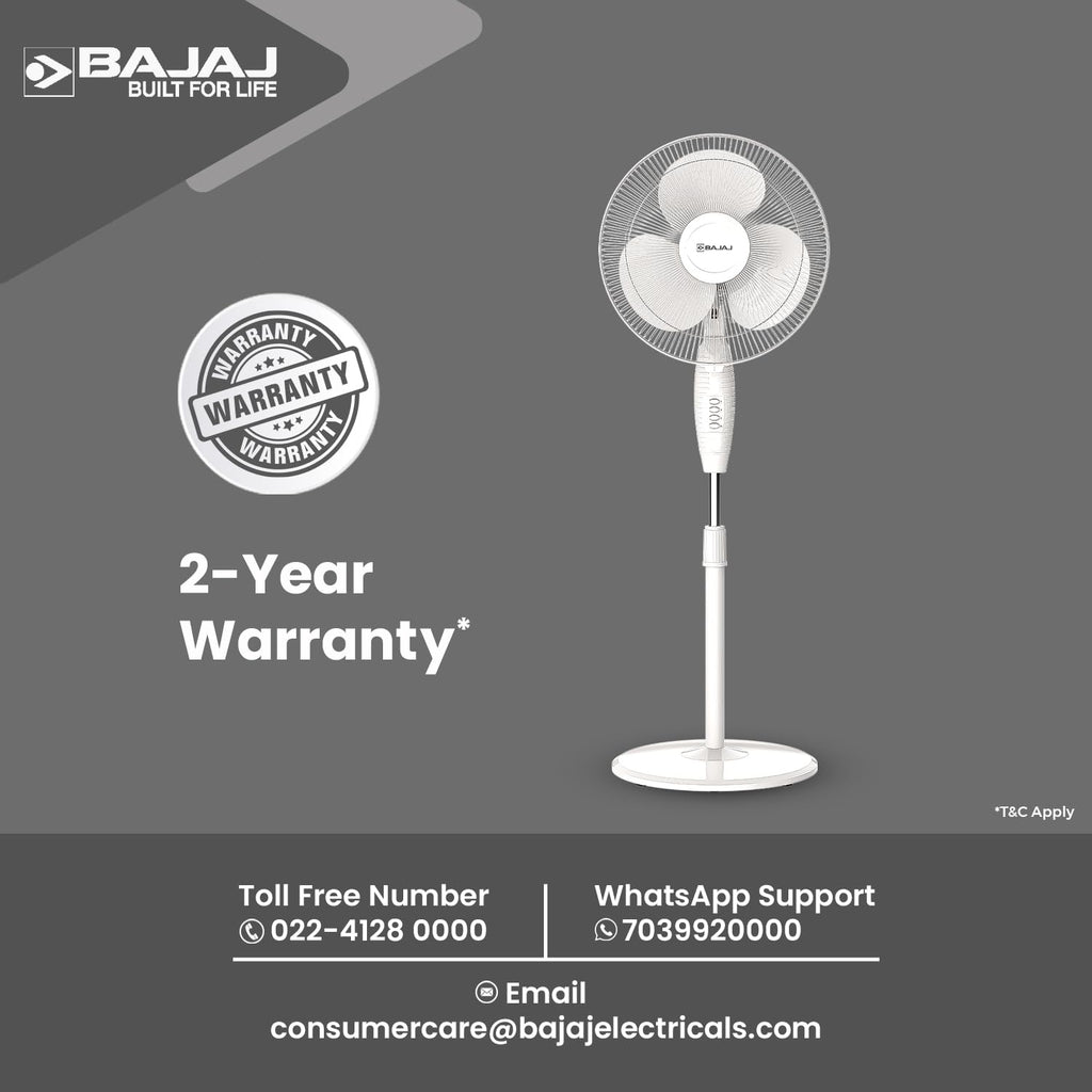 Bajaj Frore Neo 400 MM Oscillating Pedestal Fan For Home | Aerodynamically Balanced Blades | 100% Copper Motor | High Air Delivery | 3-Speed Control | Rust Free | 2 Yrs Warranty 【White】