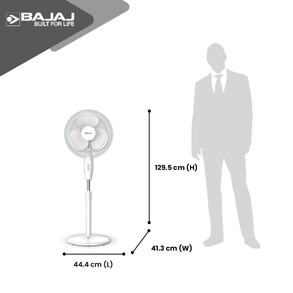 Bajaj Frore Neo 400 MM Oscillating Pedestal Fan For Home | Aerodynamically Balanced Blades | 100% Copper Motor | High Air Delivery | 3-Speed Control | Rust Free | 2 Yrs Warranty 【White】