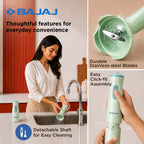 Bajaj HB-20 Silent 300W Hand Blender | Detachable Abs Blender Stem | Penta Flow Breaker | Easy Click Fit Locking | 2 Yr Warranty 【Green】