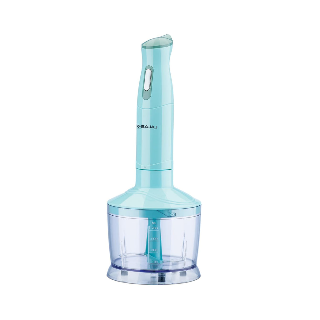 Bajaj HB 22 Silent 300 Watts Hand Blender | Detachable Abs Blender Stem | Additional Chopping Bowl & Attachments | 2 Yr Warranty 【Blue】