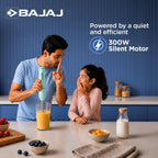 Bajaj HB 22 Silent 300 Watts Hand Blender | Detachable Abs Blender Stem | Additional Chopping Bowl & Attachments | 2 Yr Warranty 【Blue】