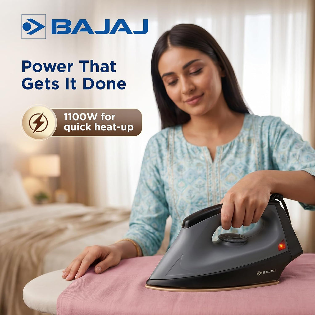 Bajaj Herculo Heavy Weight Dry Iron | 1100 Watts Heavy Weight Dry Iron