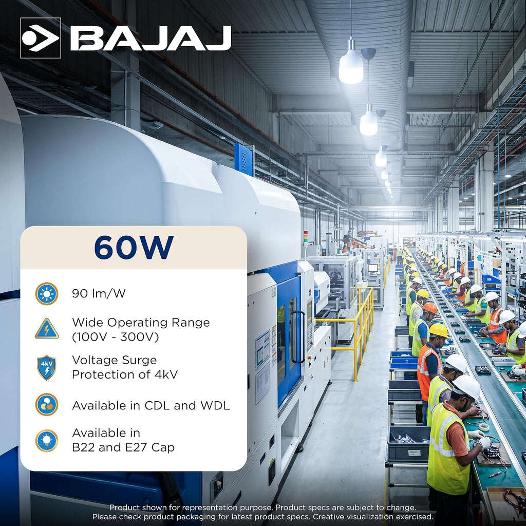Bajaj Ivora HB HW 60W LED Bulb B22 (CDL, White) | Instant On, Surge Protection | Energy Efficient | 1 Year Warranty