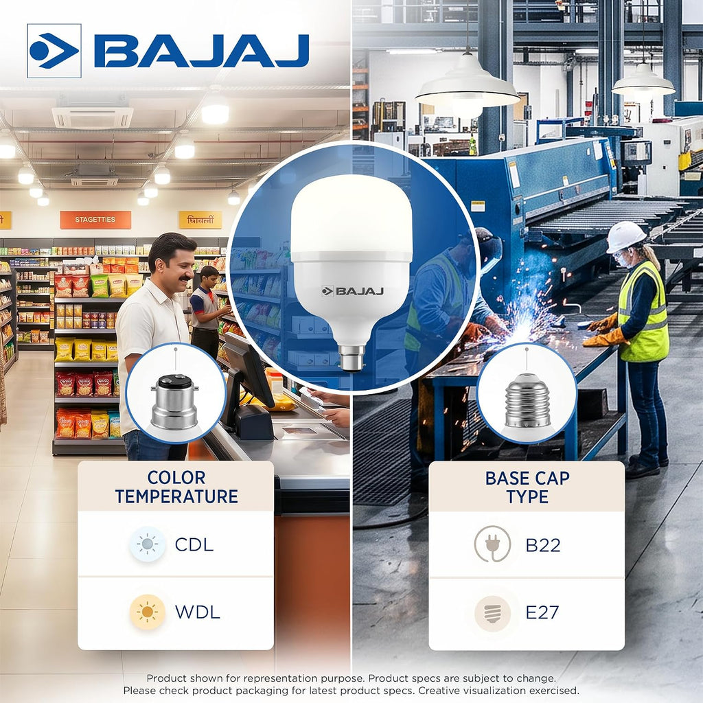 Bajaj Ivora HB HW LED Lamp 40W CDL B22 | Energy Efficient | Instant On | 4 Kv Surge Protection | LED Bulb For Home | White | 1 Year Warranty