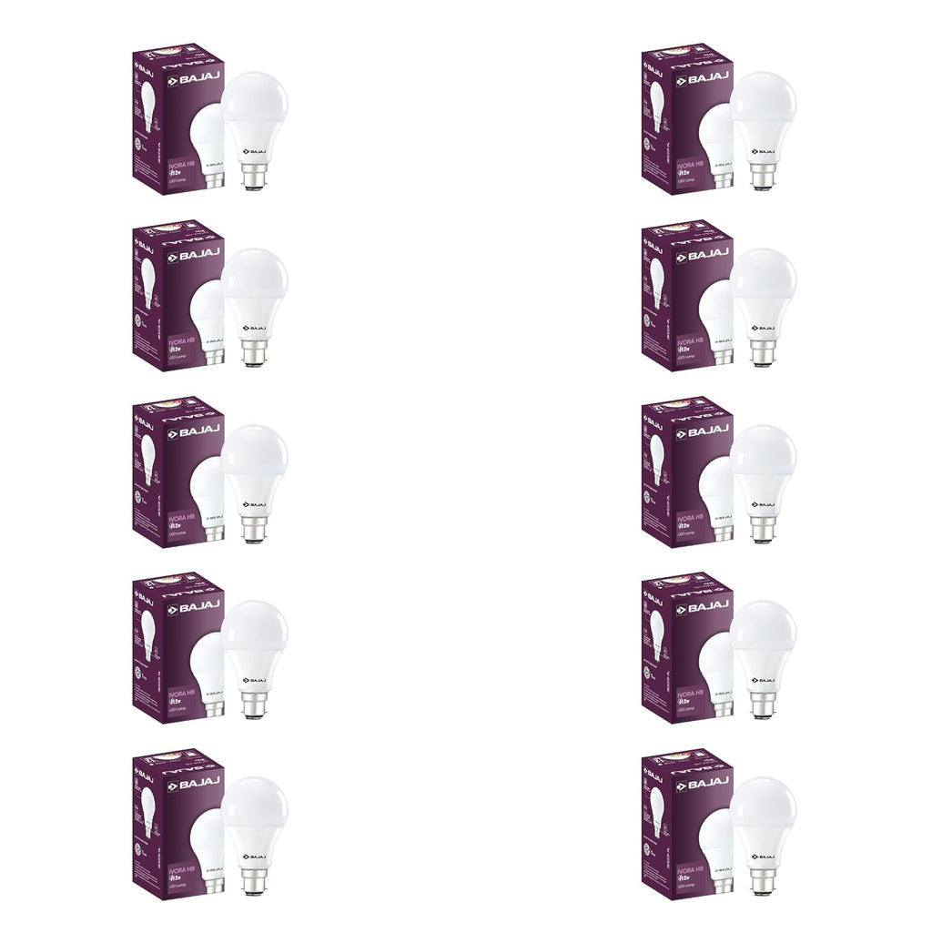 Bajaj Ivora HB LED Lamp 12W CDL B22 | Energy Efficient | Short CIRcuit & Open CIRcuit Protection | EnvIRonmental Friendly | IR, UV Free | LED Bulb For Home | (Pack Of 10) | 1 Yr Warranty