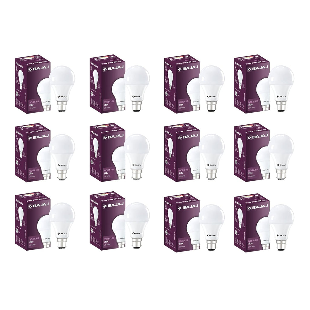 Bajaj Ivora HB LED Lamp 12W CDL B22 | Energy Efficient | Short CIRcuit & Open CIRcuit Protection | EnvIRonmental Friendly | IR, UV Free | LED Bulb For Home | (Pack Of 12) | 1 Yr Warranty
