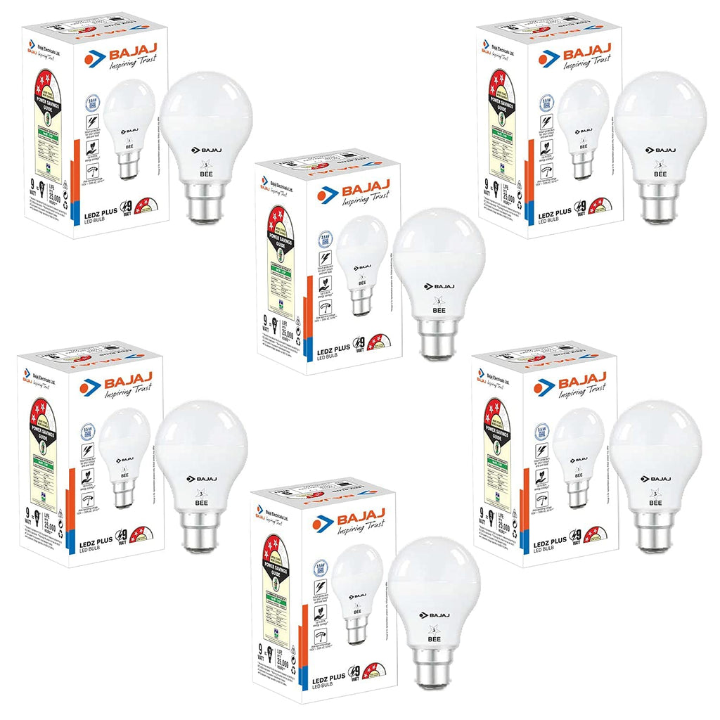 Bajaj Ivora HB LED Lamp 9W | Cool Day Light-6500K B22 | IR Free | UV Free | EnvIRonment Friendly‎ | Energy Efficient | 3.5 KV Surge Protection | Open CIRcuit Protection (Pack Of 6) | 1 Yr Warranty |