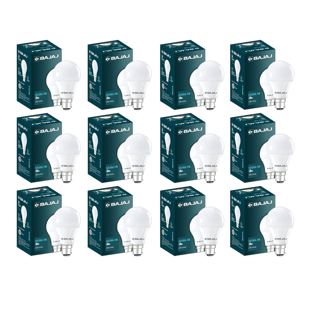 Bajaj Ivora HB LED Lamp 9W Cool Daylight B22 Bulb, Pack Of 12