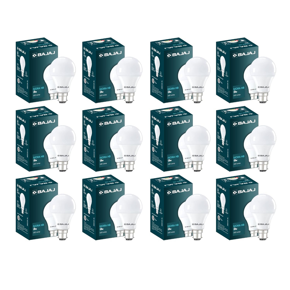 Bajaj Ivora HB LED Lamp 9W Cool Daylight B22 Bulb, Pack Of 12