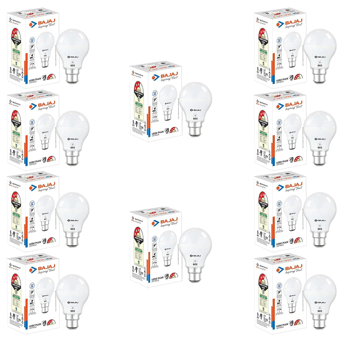 Bajaj Ivora Hb Led Lamp 9W Cdl Cool Daylight | Energy Efficient | Environment Friendly | Ir, Uv Free | 3.5 Kv Surge Protection | Led B22 Bulb For Home | (Pack Of 10) | 1 Yr Warranty