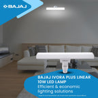 Bajaj Ivora Plus Linear 10W LED Lamp | B22D | Cool Day Light | Energy Savings | 120 Degree Beam Angle | 1 Year - Warranty (Pack of 1, White)