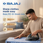 Bajaj MX 45 Steam Aluminium Soleplate Iron | 2000 Watts Power For Faster