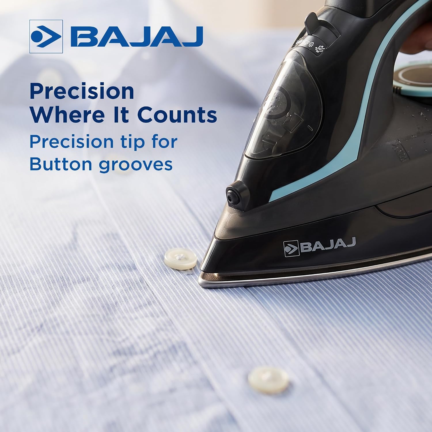 Bajaj MX 45 Steam Aluminium Soleplate Iron | 2000 Watts Power For Faster