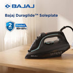 Bajaj MX 45 Steam Aluminium Soleplate Iron | 2000 Watts Power For Faster