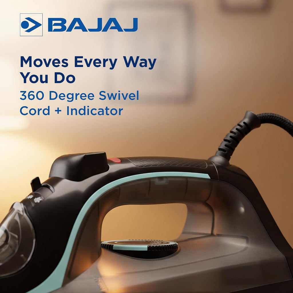 Bajaj MX 45 Steam Aluminium Soleplate Iron | 2000 Watts Power For Faster