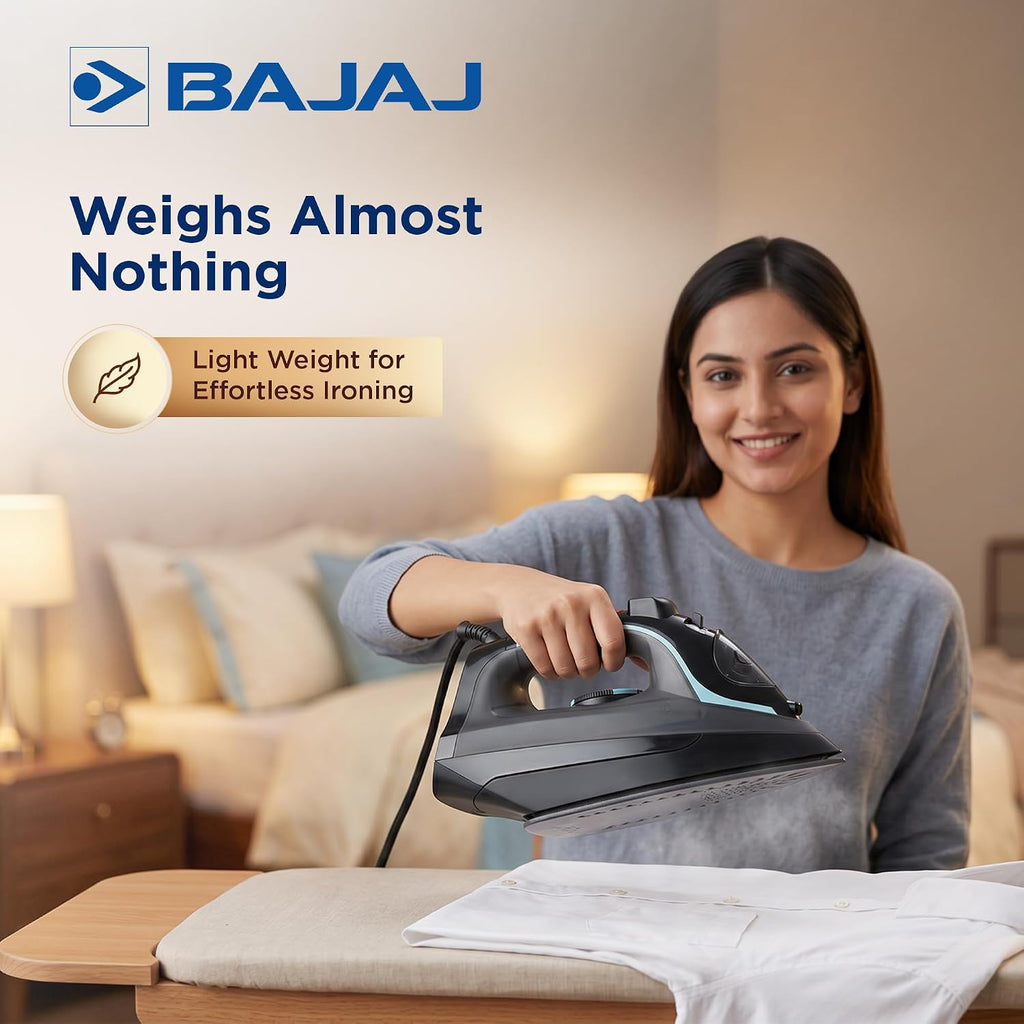 Bajaj MX 45 Steam Aluminium Soleplate Iron | 2000 Watts Power For Faster