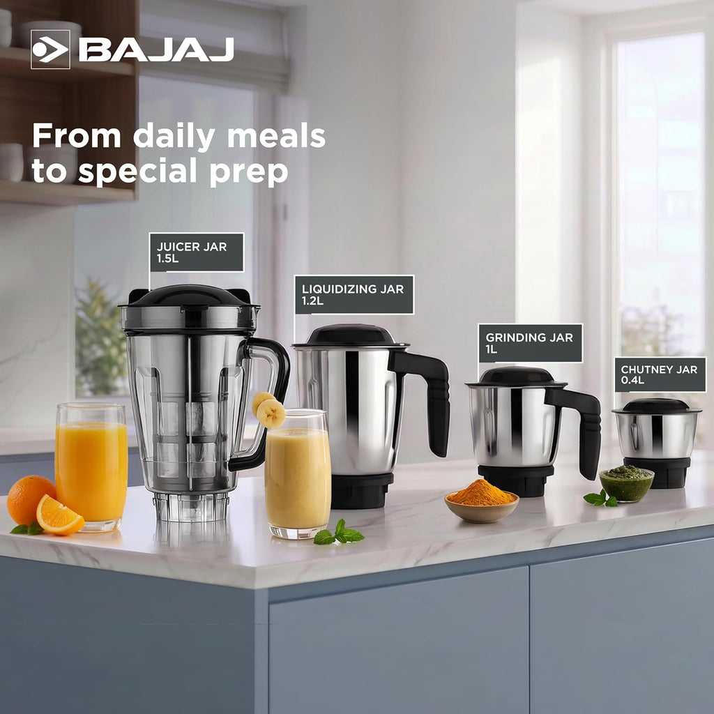 Bajaj Military Series Rex 750W 4 Jar Mixer Grinder