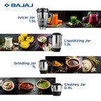 Bajaj Military Series Rex 750W 4 Jar Mixer Grinder