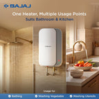 Bajaj Prohot 3 Litre Instant Water Heater | 3KW Vertical Geyser for Bathroom & Kitchen | Fast Heating Element | High Grade SS Tank | Multiple Safety Systems | 2-Yr Product Warranty | White