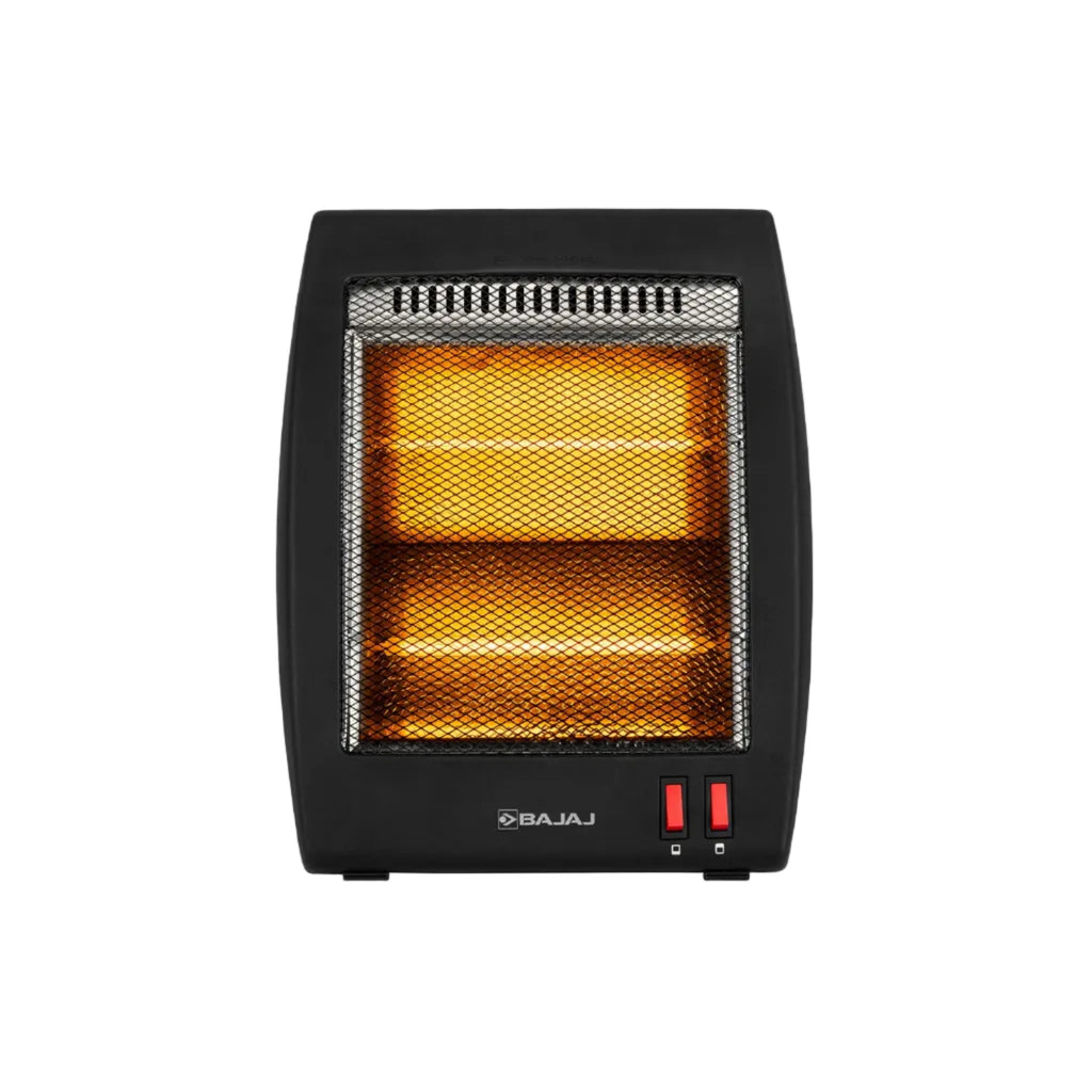 Bajaj RHX-2 Halogen Heater | 2 Heat Settings-400W/800 Watts | Noiseless Operation | DuraElement With 1-Yr Heating Element Warranty | Convection Room Heater For Winter | 2-Yr Warranty 【Black】