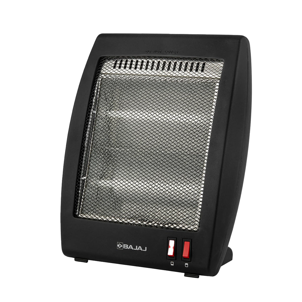 Bajaj RHX-2 Halogen Heater | 2 Heat Settings-400W/800 Watts | Noiseless Operation | DuraElement With 1-Yr Heating Element Warranty | Convection Room Heater For Winter | 2-Yr Warranty 【Black】