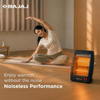 Bajaj RHX-2 Halogen Heater | 2 Heat Settings-400W/800 Watts | Noiseless Operation | DuraElement With 1-Yr Heating Element Warranty | Convection Room Heater For Winter | 2-Yr Warranty 【Black】