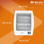 Bajaj RHX-2 Halogen Heater | 2 Heat Settings-400W/800 Watts | Noiseless Operation | DuraElement With 1-Yr Heating Element Warranty By Bajaj | Convection Room Heater For Winter | 2-Yr Warranty 【White】