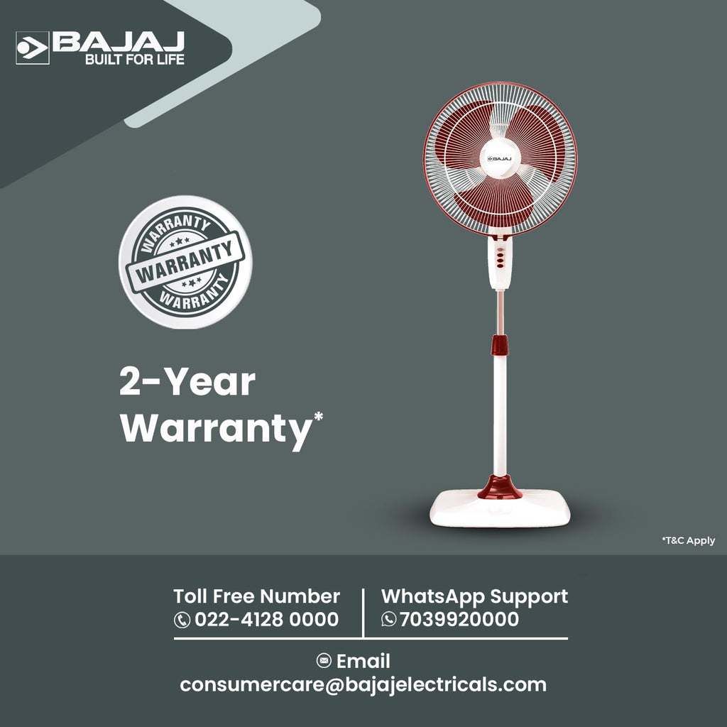 Bajaj Rapido 400 MM Pedestal Fan For Home | Full Copper Motor | High Speed Operation | Overload Thermal Protector | 2 Yrs Warranty 【Wine Red】