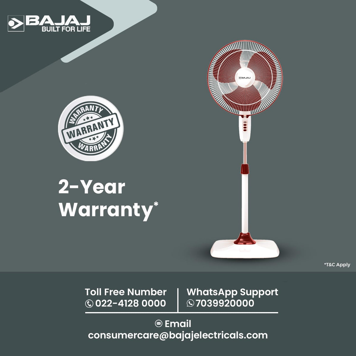 Bajaj Rapido 400 MM Pedestal Fan For Home | Full Copper Motor | High Speed Operation | Overload Thermal Protector | 2 Yrs Warranty 【Wine Red】