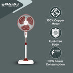 Bajaj Rapido 400 MM Pedestal Fan For Home | Full Copper Motor | High Speed Operation | Overload Thermal Protector | 2 Yrs Warranty 【Wine Red】