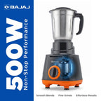 Bajaj Rex 500W Mixer Grinder | 3 Stainless Steel Jars with Multifunctional Blades
