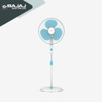 Bajaj Robusto 400mm Oscillating Pedestal Fan for Home | DuraBreezeTM Technology | Surge Protection | 100% Copper Motor | High Air Delivery | Modern Décor | 3 Years Warranty 【Icy Blue & White】