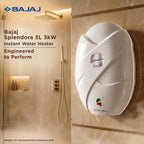 Bajaj Splendora 3L 3KW Vertical Instant Water Heater for Home | Geyser for Bathroom & Kitchen | High Grade SS Tank | Copper Heating Element | 5 Years Tank Warranty by Bajaj【White】