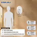 Bajaj Splendora 3L 3KW Vertical Instant Water Heater for Home | Geyser for Bathroom & Kitchen | High Grade SS Tank | Copper Heating Element | 5 Years Tank Warranty by Bajaj【White】
