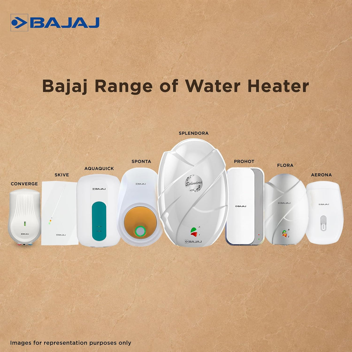 Bajaj Splendora 3L 3KW Vertical Instant Water Heater for Home | Geyser for Bathroom & Kitchen | High Grade SS Tank | Copper Heating Element | 5 Years Tank Warranty by Bajaj【White】