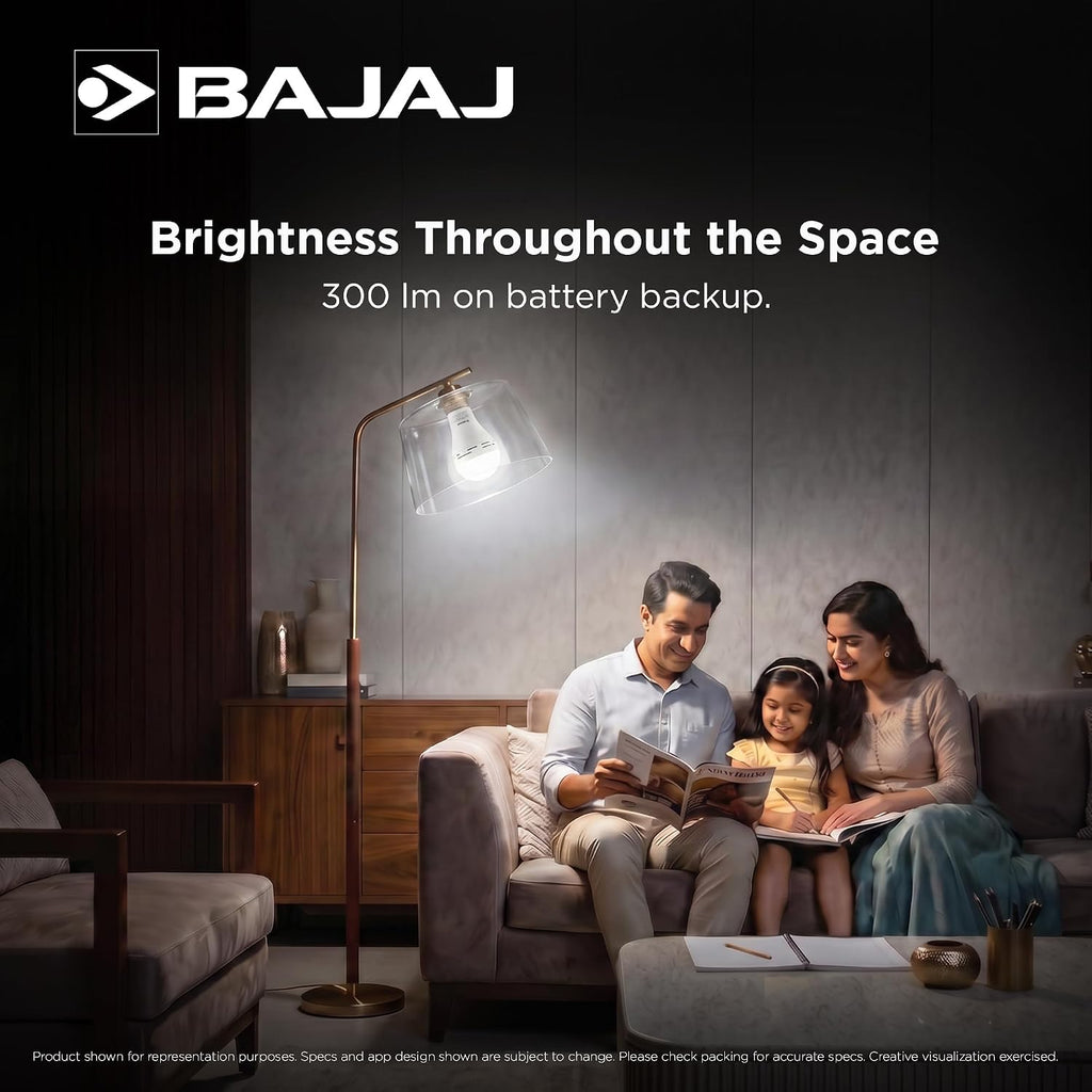 Bajaj iLED 8.5W Rechargeable Emergency Inverter LED Bulb | Cool Day Light | Upto 4 Hours Battery | B22D | (Pack of 4, White)