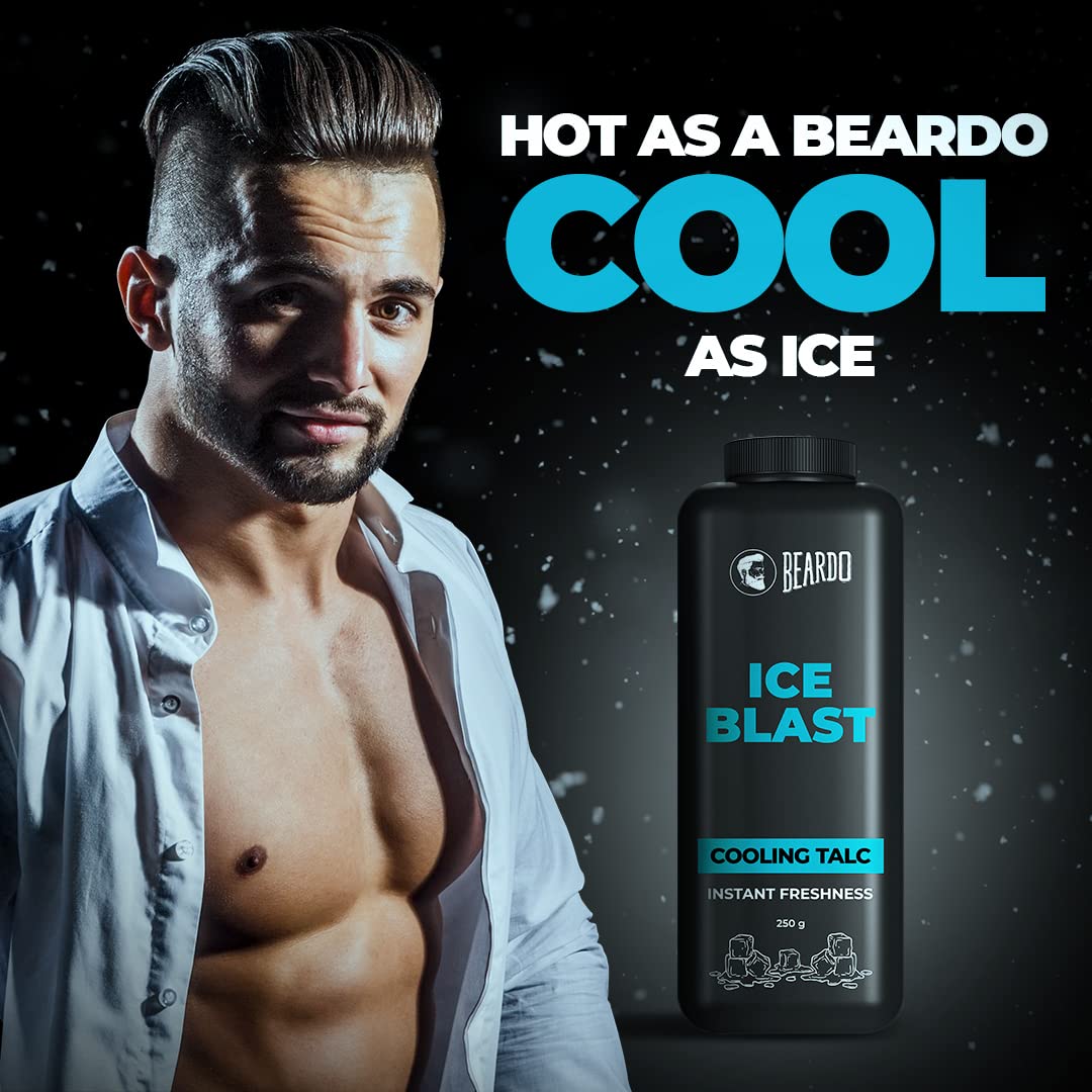 Beardo Ice Blast Talc powder for men | INSTANT ICY COOLING Talcum Powder Men 250g