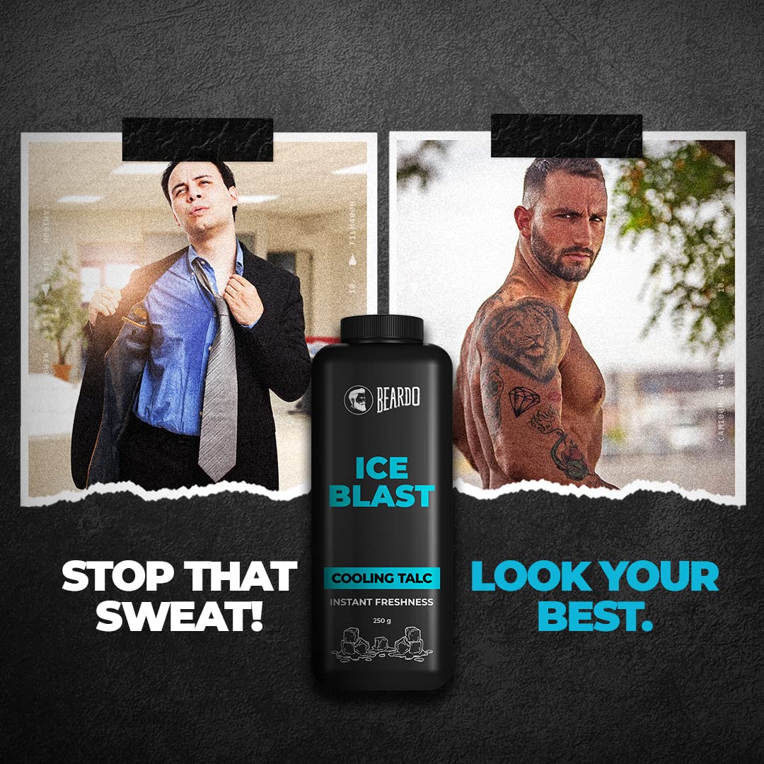 Beardo Ice Blast Talc powder for men | INSTANT ICY COOLING Talcum Powder Men 250g