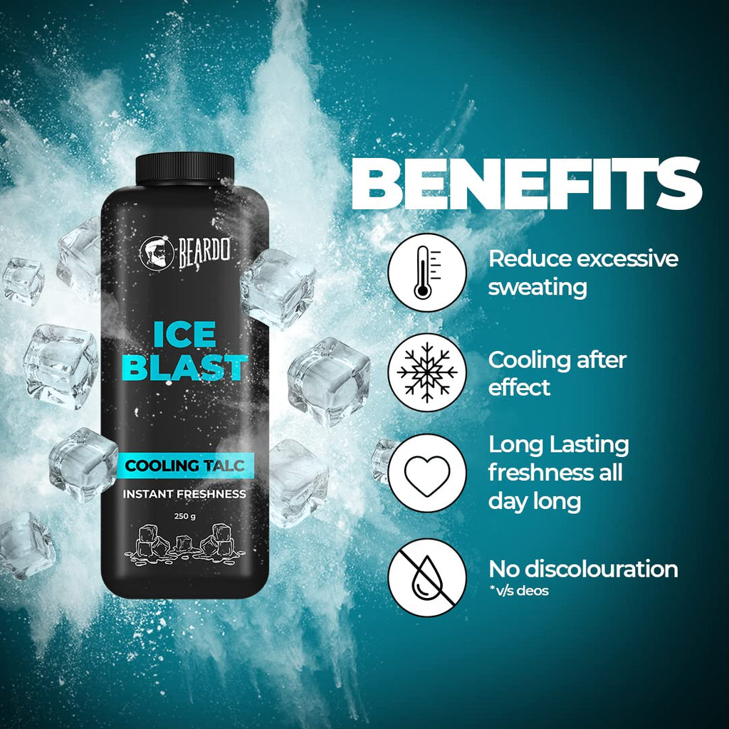Beardo Ice Blast Talc powder for men | INSTANT ICY COOLING Talcum Powder Men 250g