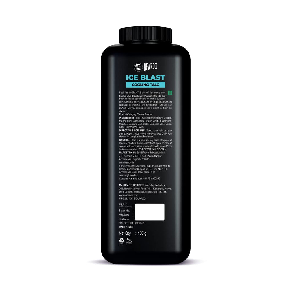 Beardo Ice Blast Talc powder for men | INSTANT ICY COOLING Talcum Powder Men 250g