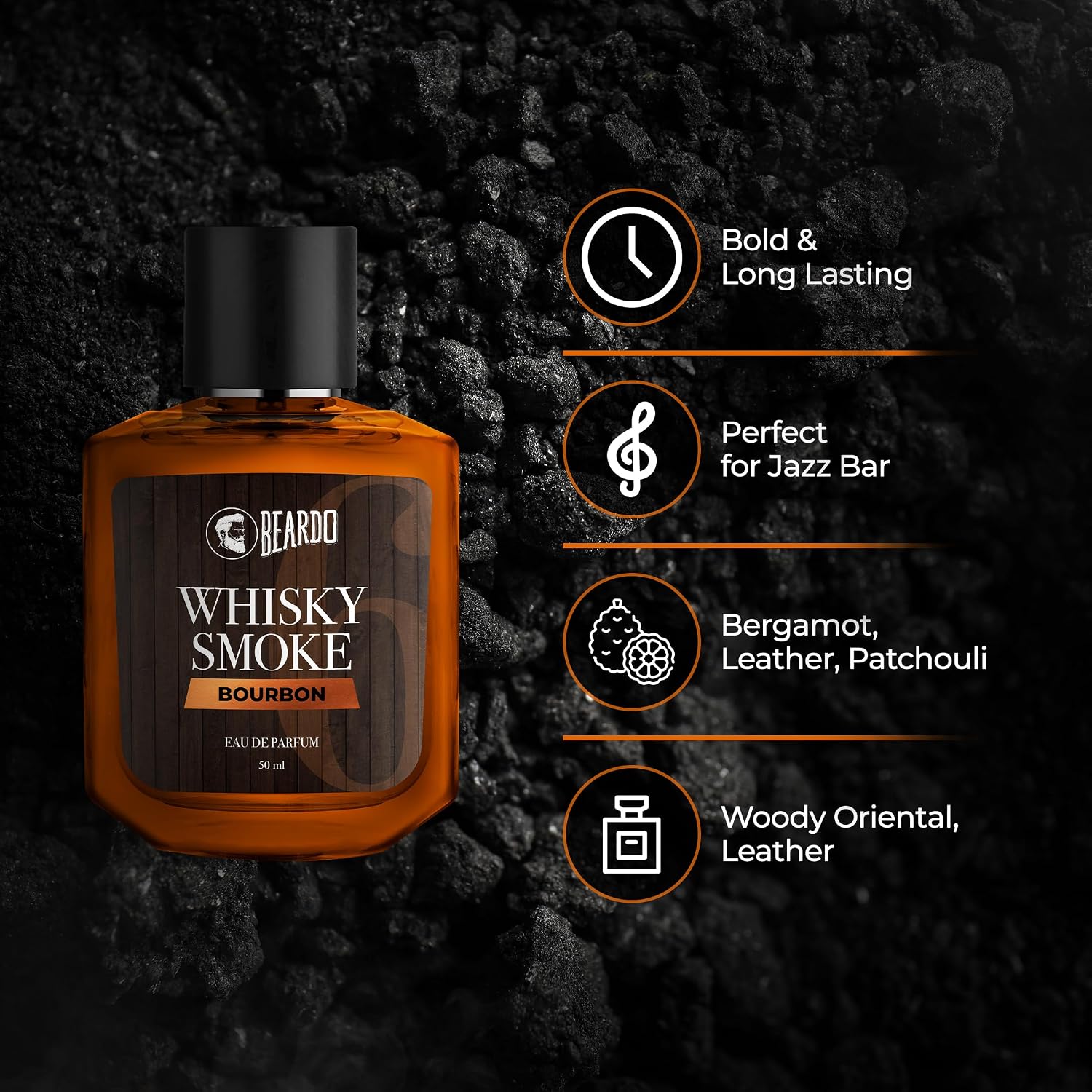 Beardo Whisky Smoke Bourbon Perfume For Men, 50ml