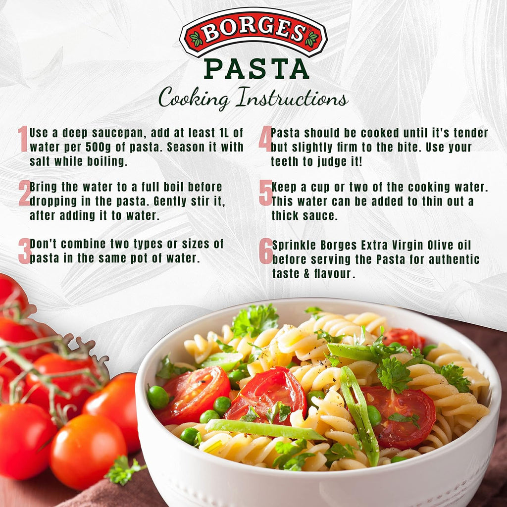 Borges High Protein, fiber, Trans Fat Free and Cholesterol Free Whole Wheat Fusilli Pasta (500 grams)
