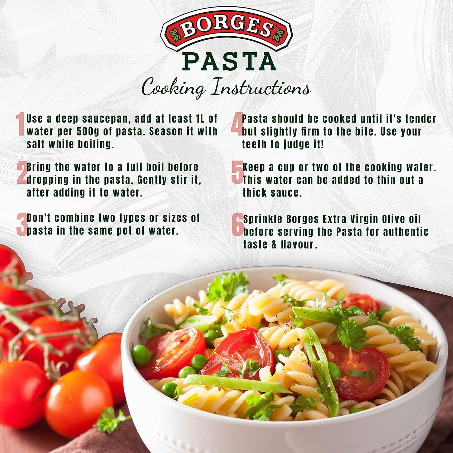 Borges High Protein, fiber, Trans Fat Free and Cholesterol Free Whole Wheat Fusilli Pasta (500 grams)
