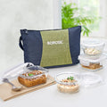 Borosil Ace Daisy Lunchbox | 4pc (320ml x 2 Square + 240ml x 2 Round) Container Set